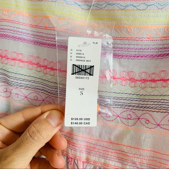 Anthropologie Letty Embroidered colorful stitching Babydoll Top blouse - Picture 15 of 16